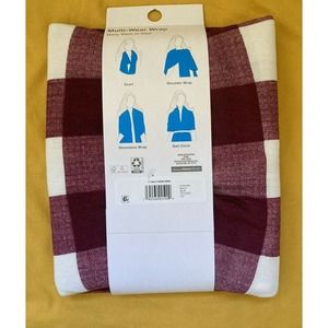 Time & True Multi-Wear Wrap Shaw Scarf One Size - Indian-Camouflage-Plaid Colors